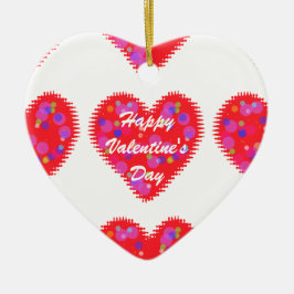 Retro Valentine Hearts Ceramic Ornament