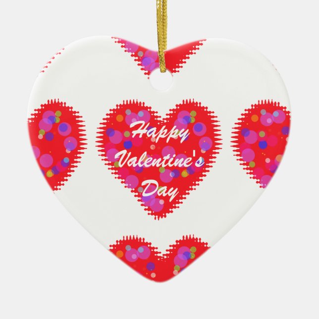 Retro Valentine Hearts Ceramic Ornament (Framsidan)