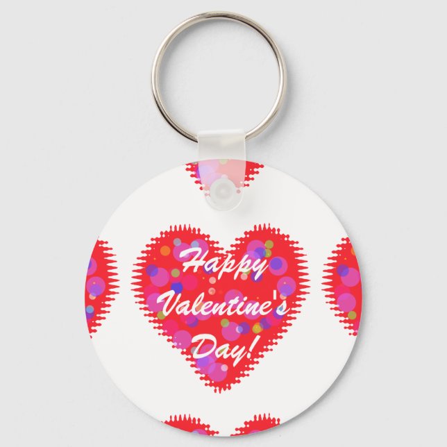 Retro Valentine Hearts Nyckelring (Framsida)
