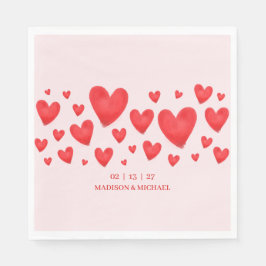 Retro Valentine-hjärta Bröllop Rött Rosa Pappersservett
