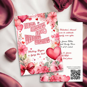 Retro Valentine Hugs Kisses Hearts and Flowers Inbjudningar