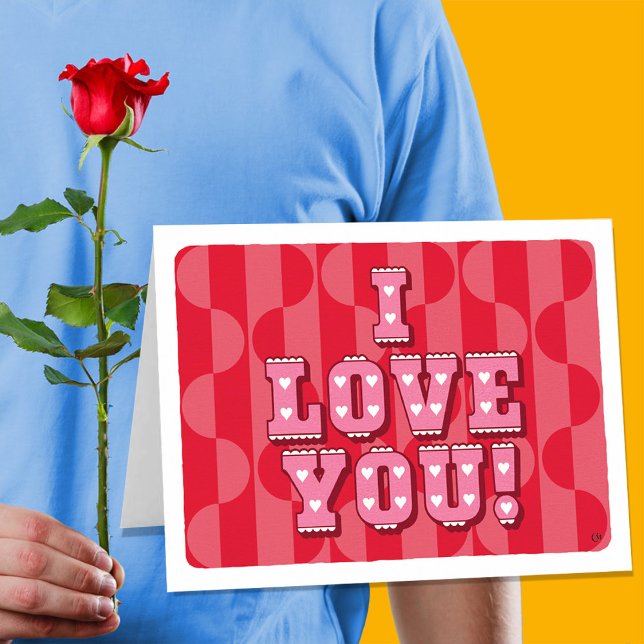 Retro Valentine I Kärlek You Kort (Skapare uppladdad)