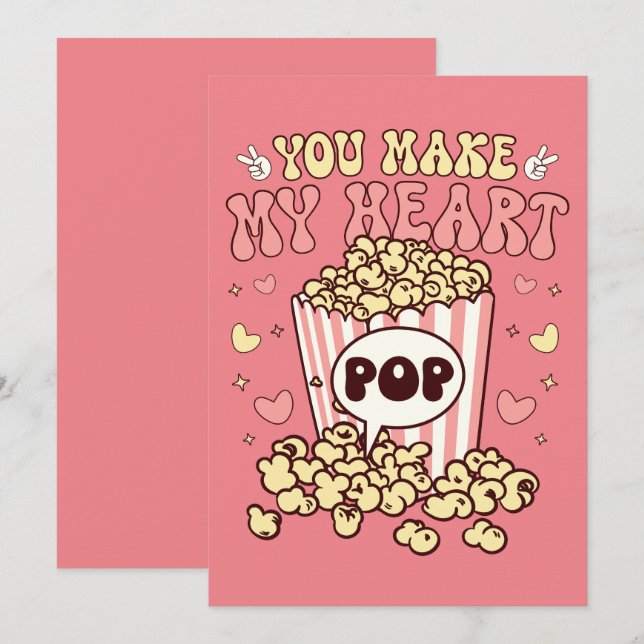 Retro Valentine Popcorn  Julkort (Fram/baksida)
