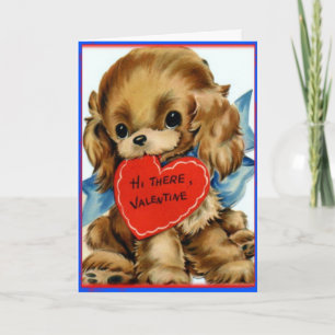 Retro Valentine Puppy-Valentinesers hälsningskort Helgkort