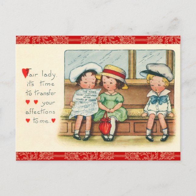 Retro Valentine vykort (Framsida)