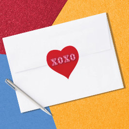 Retro Valentine XOXO Hjärtformat Klistermärke