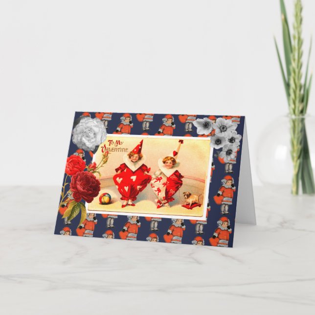 Retro Valentinens dagsmappade hälsningskort Kort (Framsida)