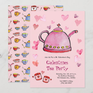 Retro Valentines dag Galentines Tea Dam Lunch Inbjudningar