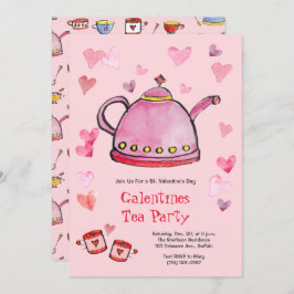 Retro Valentines dag Galentines Tea Party Lunch Inbjudningar