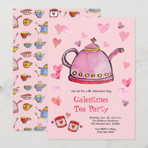 Retro Valentines dag Galentines Tea Party Lunch Inbjudningar