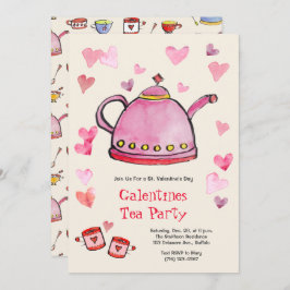 Retro Valentines dag Galentines Tea Party Lunch Inbjudningar