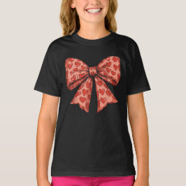 Retro Valentines dag Heart Coquette Bow T Shirt