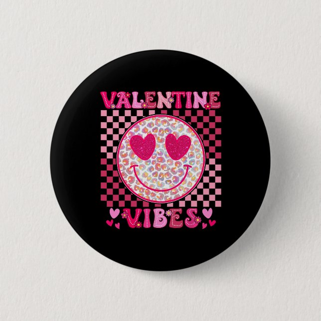 Retro Valentines dag Heart Valentine Vibes Boys G Knapp (Framsida)