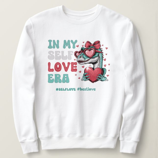 Retro Valentines dag Self kärlek Dinosauru T Shirt (Design framsida)