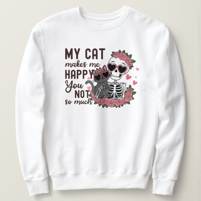 Retro Valentines dag Skeleton Cat Mamma T Shirt (Design framsida)