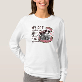 Retro Valentines dag Skeleton Cat Mamma T Shirt