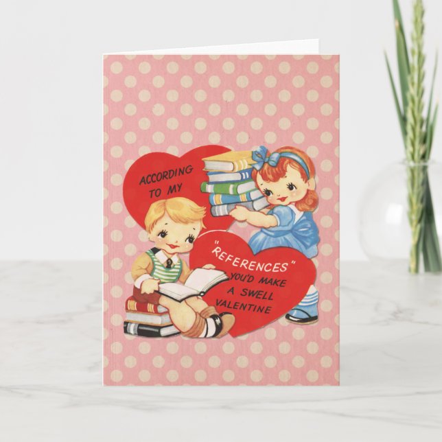 Retro Valentines day Cute Kids Bokar Rosa Dots Helgkort (Framsida)