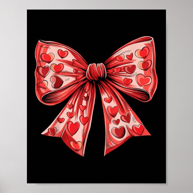 Retro Valentines day Heart Coquette Bow Women Kids Poster (Framsidan)