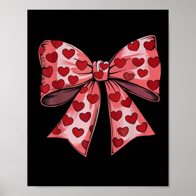 Retro Valentines day Heart Coquette Bow Women Kids Poster (Framsidan)