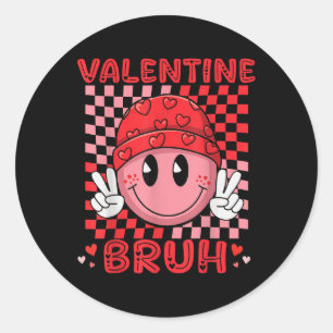 Retro Valentines day Heart Valentine Bruh Boys Gir Runt Klistermärke
