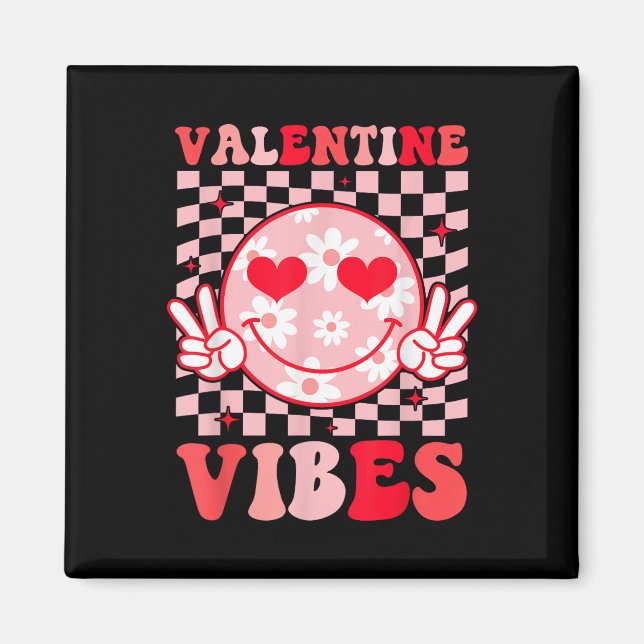 Retro Valentines day Heart Valentine Vibes Boys Gi Magnet (Framsidan)
