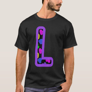 Retro Valentines day Hearts Initial L Brev Namn T Shirt
