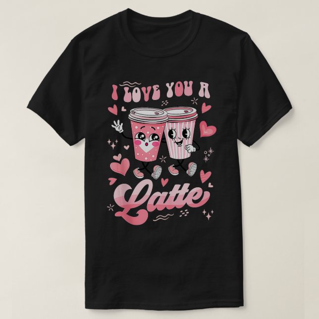Retro Valentines day-kaffe Älskare I Kärlek dig en T Shirt (Design framsida)