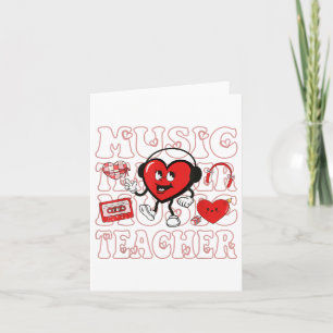 Retro Valentines day Music Teacher Cute Heart Musi Kort