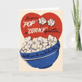 Retro Valentines day, Popcorn Pop a Corny fråga Helgkort