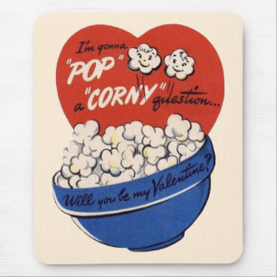 Retro Valentines day, Popcorn Pop a Corny fråga Musmatta