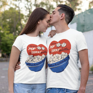 Retro Valentines day, Popcorn Pop a Corny fråga T-shirt