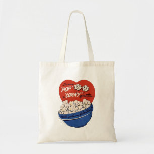 Retro Valentines day, Popcorn Pop a Corny fråga Tygkasse