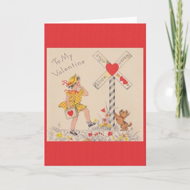Retro Valentines hälsningskort Helgkort (Framsida)