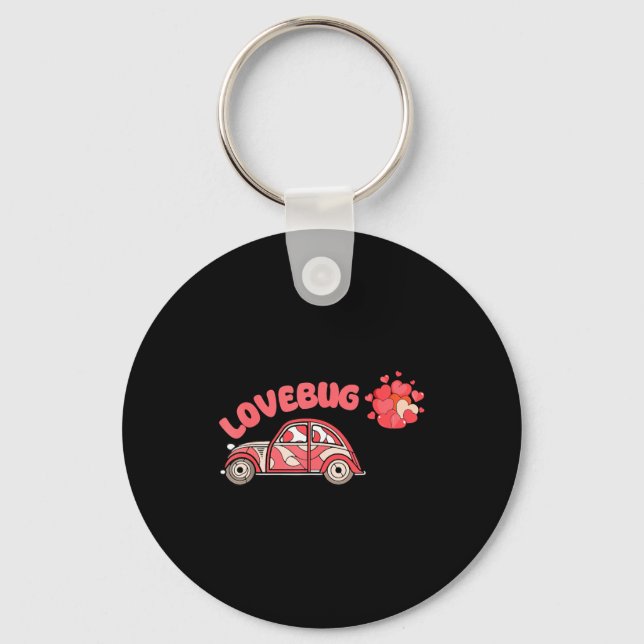 Retro Valentines Lovebug Heart Groovy Valentines M Nyckelring (Framsida)
