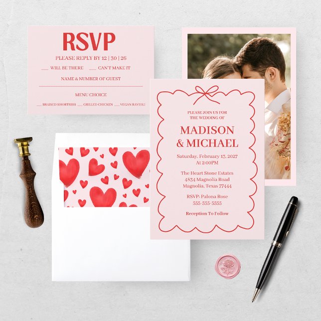 Retro Valentines RSVP Bröllopssvarskort OSA Kort (Skapare uppladdad)