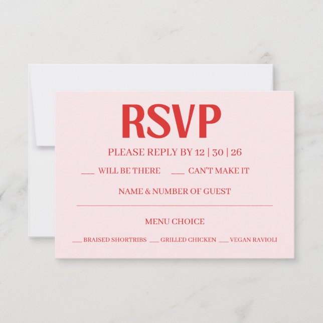 Retro Valentine's RSVP Wedding Reply Card OSA Kort (Framsida)