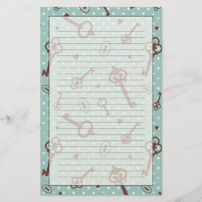 Retro valentinnycklar brevpapper (Framsida)