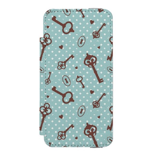 Retro valentinnycklar incipio iPhone wallet skal (Folio Framsidan)