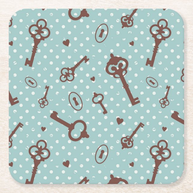 Retro valentinnycklar underlägg papper kvadrat (Framsidan)