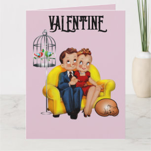 RETRO VALENTINS DAT CUTE COUPLE MED CAT-KORT KORT