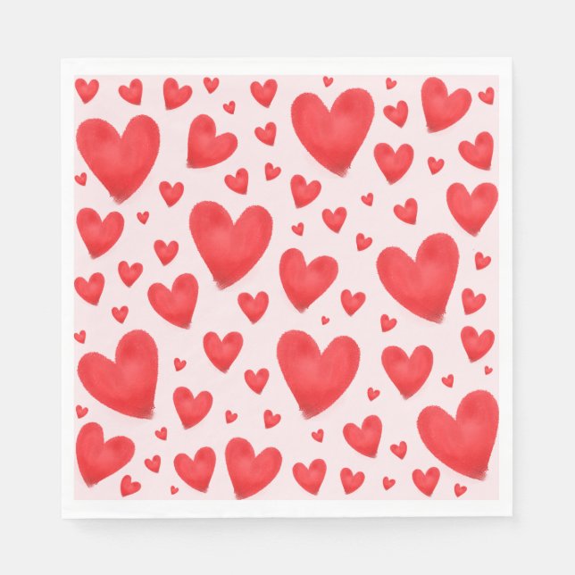 Retro Valentinskäl Hjärta Bröllop Röd Rosa Pappersservett (Framsidan)