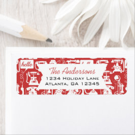 Retro valfri Färg-telefon Mönster Returadress Etikett