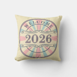 Retro Välkommen 2026 Dekorativ Kudd Kudde