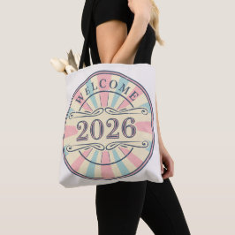 Retro Välkommen 2026 Nyårs Totebag Tygkasse
