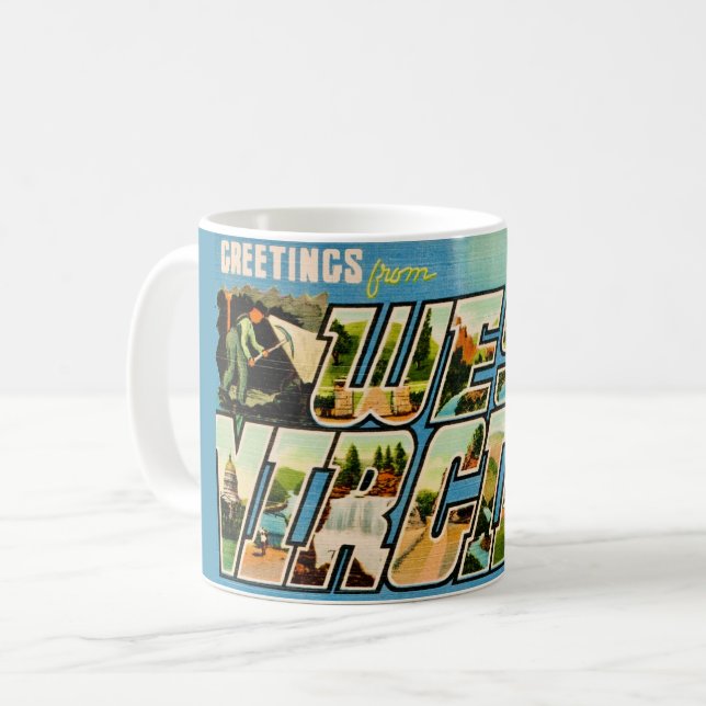 Retro Välkommen till West Virginia  Kaffemugg (Framsida vänster)