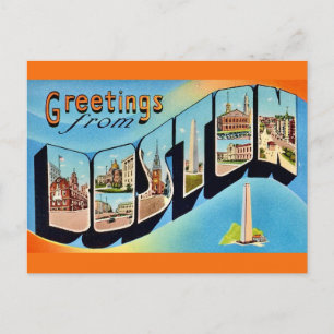 Retro välkomst vykort från Boston