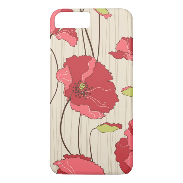 Retro vallmomönster Case-Mate iPhone skal (Baksida)