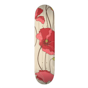 Retro vallmomönster old school skateboard bräda 21,6 cm