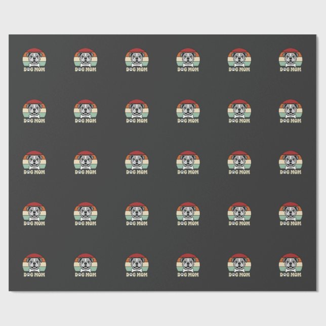 Retro-valp-mamma Bulldog Vector Presentpapper (Platt)