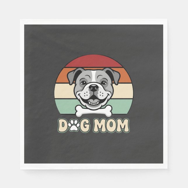 Retro-valp-mamma vektor Bulldog Pappersservett (Framsidan)